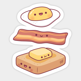 Cute Egg Bacon Butter And Toast Breakfast Sticker